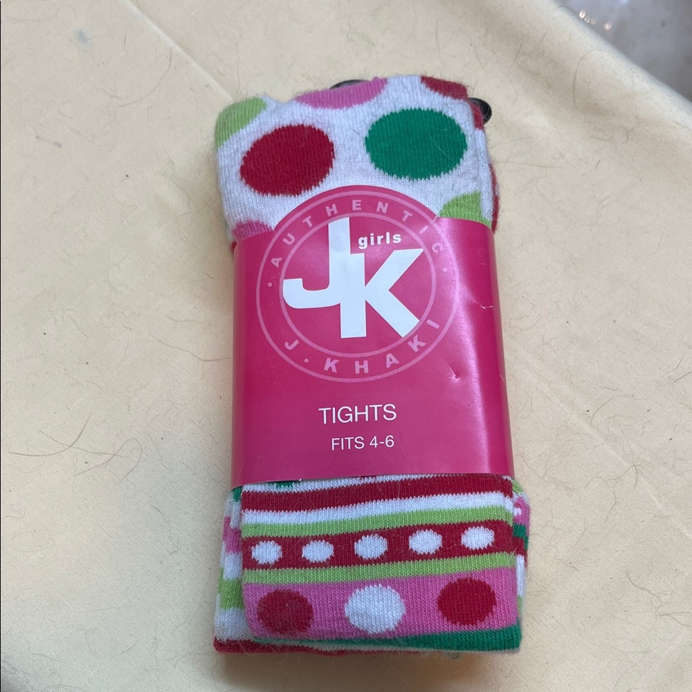 J. Khaki Girls' Festive Polka Dot Tights
